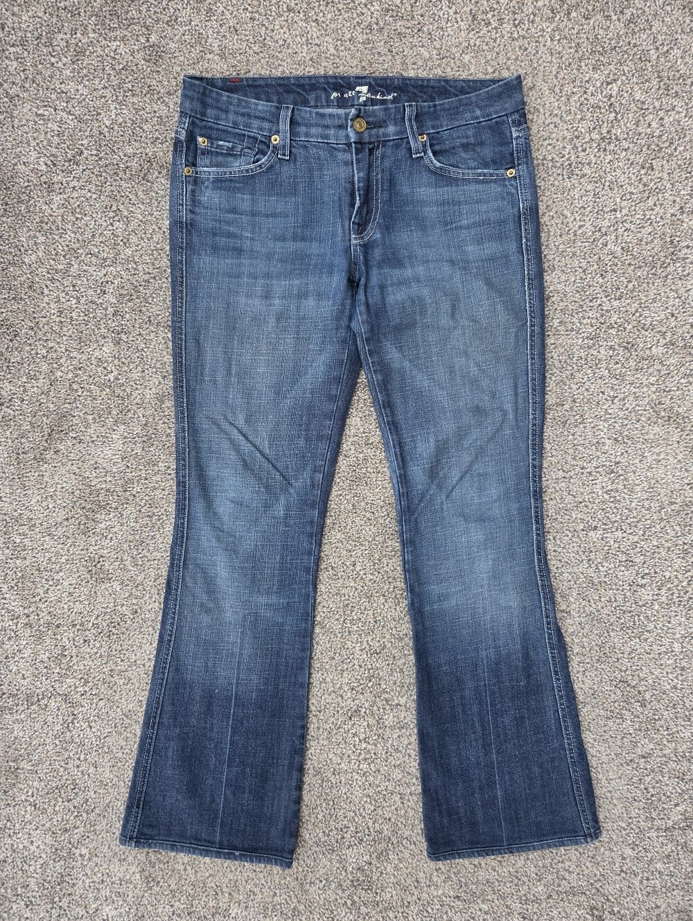 7 For All Mankind Y2K A Pocket Vintage Flare Jeans 27 Made in USA Low Rise Blue